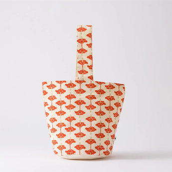One-Handed Tot Bag | Kichijo Hibiscus Pattern Cotton Fabric | Okinawa Shimano Ne Shimano Ne