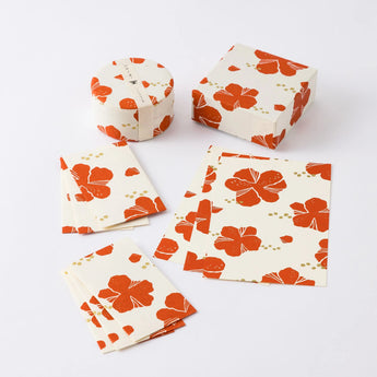 Hibiscus Case 4-Point Set | Pochibukuro Hagaki Small Box Mini Teapot | Okinawa Shimanone Shimanone