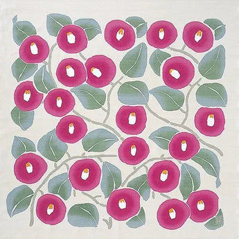 Wind Bath Mat 90cm | Take Hisayume Two Tsubaki Azuki / White Gray | 100% Cotton | Musubi Musubi