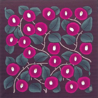 Wind Bath Mat 90cm | Take Hisayume Two Tsubaki Azuki / White Gray | 100% Cotton | Musubi Musubi