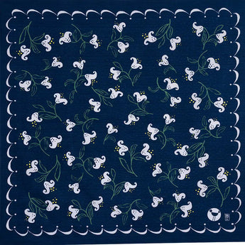 Wind bath curtain 90cm | Takehisa Yumeji Yuri Navy | 100% cotton | Musubi Musubi