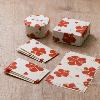 Hibiscus Case 4-Point Set | Pochibukuro Hagaki Small Box Mini Teapot | Okinawa Shimanone Shimanone
