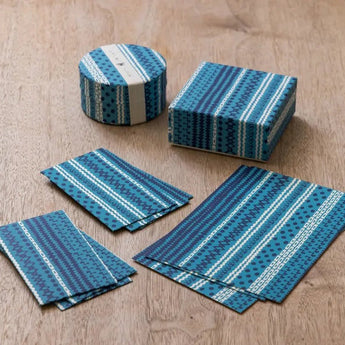 KASURI SHIMA 4-piece set | Pochibukuro Hagaki Small Box Mini Teapot | Okinawa Shimano Ne Shimano Ne