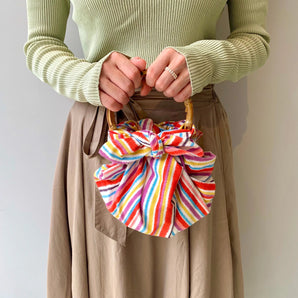 Bath towel bag 70cm with ring | Shimashima pattern Modangeru | Organic cotton | Musubi Musubi