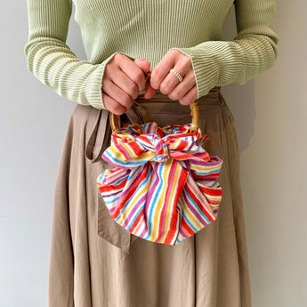 Bath towel bag 70cm with ring | Shimashima pattern Modangeru | Organic cotton | Musubi Musubi