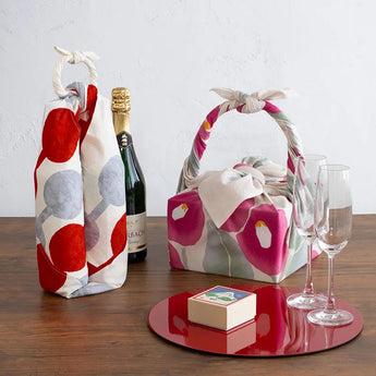 Wind Bath Mat 90cm | Take Hisayume Two Tsubaki Azuki / White Gray | 100% Cotton | Musubi Musubi