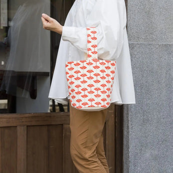 One-Handed Tot Bag | Kichijo Hibiscus Pattern Cotton Fabric | Okinawa Shimano Ne Shimano Ne