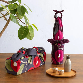 Wind Bath Mat 90cm | Take Hisayume Two Tsubaki Azuki / White Gray | 100% Cotton | Musubi Musubi