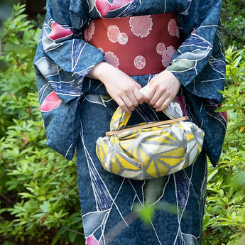 Furoshiki patchwork 70cm-115cm bath towel | Wooden black wool knit / nara | Musubi Musubi