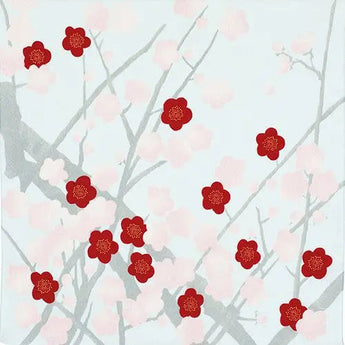 Furovorhang 70cm | Umebaum / Weißmausfarbe | Kiyoyaka Chirimen Freundschafts-Schleier | Poliestervlies | Musubi Musubi