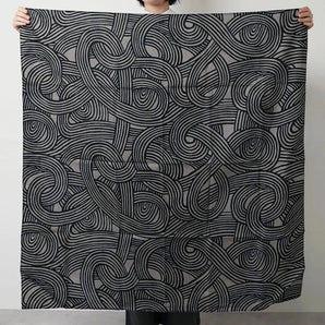 Wind Bath Curtain 100cm | Sand Pattern Knot | Double-sided Dye Dark Gray / Blue | Silk Shantung | Musubi Musubi