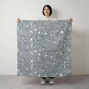 Windschutz 100cm | Izu-Muster Abschluss | beidseitige Färbung Blau / Orange | Seidenshanten | Musubi Musubi