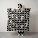 Wind Bath Towel 100cm | Isa Pattern Pine | Double-sided Dyeing Iron Color / Red Color | Wool Shantung | Musubi Musubi