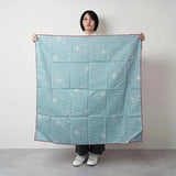 Paravent de 100 cm | Motif Iza Bunka | Lotus | Teinture double face Rouge / Vert turquoise (couleur eau) | Tissu Shantung en soie | Musubi Musubi