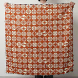 Wind Bath Towel 100cm | Isa Pattern Pine | Double-sided Dyeing Iron Color / Red Color | Wool Shantung | Musubi Musubi