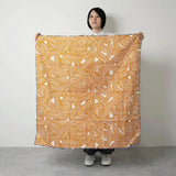 Windschutz 100cm | Izu-Muster Abschluss | beidseitige Färbung Blau / Orange | Seidenshanten | Musubi Musubi