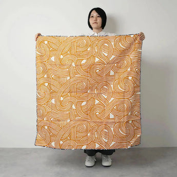 Windschutz 100cm | Izu-Muster Abschluss | beidseitige Färbung Blau / Orange | Seidenshanten | Musubi Musubi