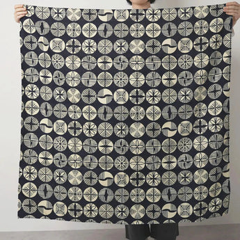 Wind Bath Towel 100cm | Isa Pattern Pine | Double-sided Dyeing Iron Color / Red Color | Wool Shantung | Musubi Musubi