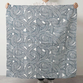 Windschutz 100cm | Izu-Muster Abschluss | beidseitige Färbung Blau / Orange | Seidenshanten | Musubi Musubi