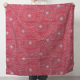 Paravent de 100 cm | Motif Iza Bunka | Lotus | Teinture double face Rouge / Vert turquoise (couleur eau) | Tissu Shantung en soie | Musubi Musubi