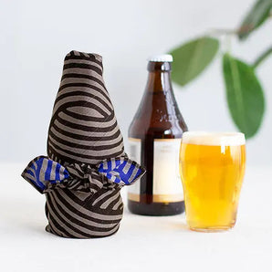 Wind Bath Towel 48cm | Sand Pattern Knot | Double-Sided Dye Dark Gray / Blue | Silk Shantung | Musubi Musubi