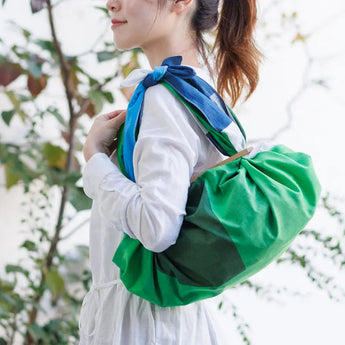 Baignoire 100cm | WATER BIRD / Green Navy | Masaru Suzuki - Double face | Organic cotton | Musubi Musubi