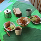 Baignoire 100cm | WATER BIRD / Green Navy | Masaru Suzuki - Double face | Organic cotton | Musubi Musubi