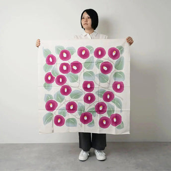 Wind Bath Mat 90cm | Take Hisayume Two Tsubaki Azuki / White Gray | 100% Cotton | Musubi Musubi