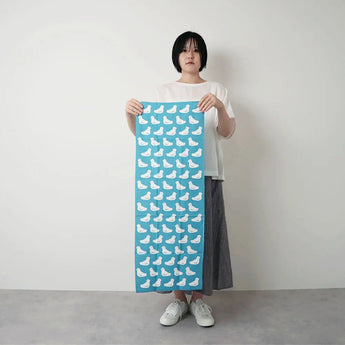 Hand towel | 100% cotton | Cotton | Dyeing | Fish scale pattern Light blue Kamafune Kamafune