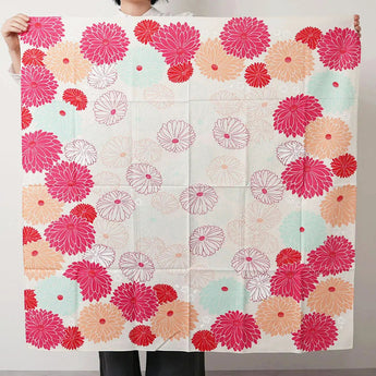 Wind Bath Curtain 100cm | Lotus Leaf / Red | Himesubi Series - Adeline Klam | Organic Cotton | Musubi Musubi