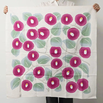 Wind Bath Mat 90cm | Take Hisayume Two Tsubaki Azuki / White Gray | 100% Cotton | Musubi Musubi