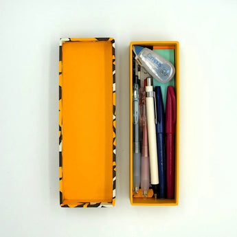 Pen case | Silver cherry blossom | Hand-dyed Japanese paper pen box made in Japan | Happy pattern series small item holder 【 Fuwa Market Original 】 Fuwa Market