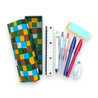 Pencils | Ichimatsu pattern | Hand-dyed Japanese paper pencil case made in Japan | Happiness letter series small item holder 【 Fuwa Market Original 】 Fuwa Market