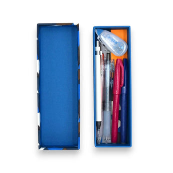 Pencils | Seigaiha pattern | Hand-dyed Japanese paper brush pen made in Japan | Happy pattern series with small items 【 Fuwa Market Original 】 Fuwa Market