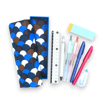 Pencils | Seigaiha pattern | Hand-dyed Japanese paper brush pen made in Japan | Happy pattern series with small items 【 Fuwa Market Original 】 Fuwa Market