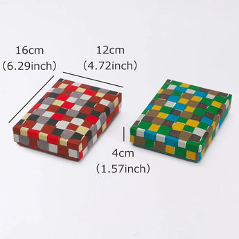 Sticker box case | Ichimatsu | Hand-dyed Japanese paper brush box made in Japan | Happy pattern series small item storage 【 Fuwa Market Original 】 Fuwa Market