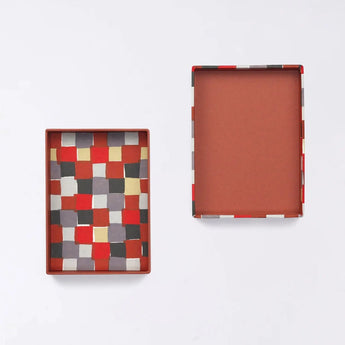 Sticker box case | Ichimatsu | Hand-dyed Japanese paper brush box made in Japan | Happy pattern series small item storage 【 Fuwa Market Original 】 Fuwa Market