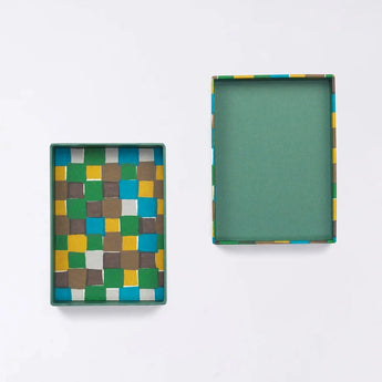 Sticker box case | Ichimatsu | Hand-dyed Japanese paper brush box made in Japan | Happy pattern series small item storage 【 Fuwa Market Original 】 Fuwa Market