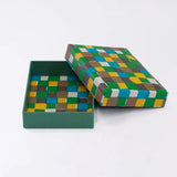 Sticker box case | Ichimatsu | Hand-dyed Japanese paper brush box made in Japan | Happy pattern series small item storage 【 Fuwa Market Original 】 Fuwa Market