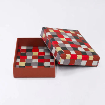 Sticker box case | Ichimatsu | Hand-dyed Japanese paper brush box made in Japan | Happy pattern series small item storage 【 Fuwa Market Original 】 Fuwa Market