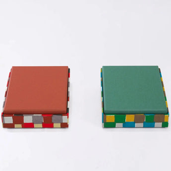 Sticker box case | Ichimatsu | Hand-dyed Japanese paper brush box made in Japan | Happy pattern series small item storage 【 Fuwa Market Original 】 Fuwa Market