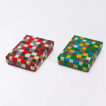 Sticker box case | Ichimatsu | Hand-dyed Japanese paper brush box made in Japan | Happy pattern series small item storage 【 Fuwa Market Original 】 Fuwa Market