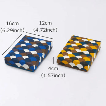 Sticker box case | Blue ocean wave pattern | Hand-dyed Japanese paper brush pen Japan-made | Happy pattern series Small item holder 【 Fuwa Market Original 】 Fuwa Market