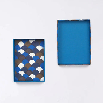 Sticker box case | Blue ocean wave pattern | Hand-dyed Japanese paper brush pen Japan-made | Happy pattern series Small item holder 【 Fuwa Market Original 】 Fuwa Market