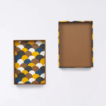 Sticker box case | Blue ocean wave pattern | Hand-dyed Japanese paper brush pen Japan-made | Happy pattern series Small item holder 【 Fuwa Market Original 】 Fuwa Market