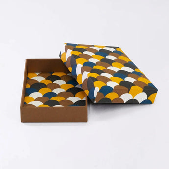 Sticker box case | Blue ocean wave pattern | Hand-dyed Japanese paper brush pen Japan-made | Happy pattern series Small item holder 【 Fuwa Market Original 】 Fuwa Market