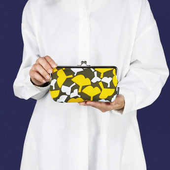 Gamaku (horizontal type / small) | Silver willow pattern | Hand-dyed raw fabric Umbrella cloth 100% silk Japanese wallet pouch wallet pouch Made in Japan | Kyoto craftsman workmanship 【 Fuwa Market Original 】 Fuwa Market