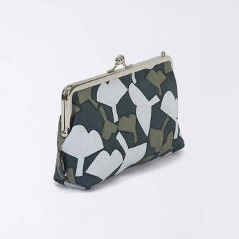 Gamaku (horizontal type / small) | Silver willow pattern | Hand-dyed raw fabric Umbrella cloth 100% silk Japanese wallet pouch wallet pouch Made in Japan | Kyoto craftsman workmanship 【 Fuwa Market Original 】 Fuwa Market