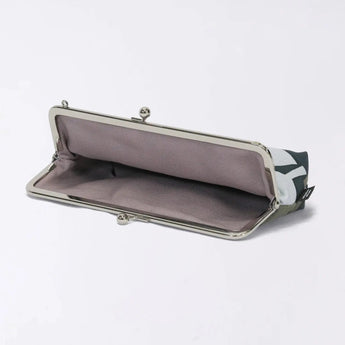 Gamaku (horizontal type / small) | Silver willow pattern | Hand-dyed raw fabric Umbrella cloth 100% silk Japanese wallet pouch wallet pouch Made in Japan | Kyoto craftsman workmanship 【 Fuwa Market Original 】 Fuwa Market