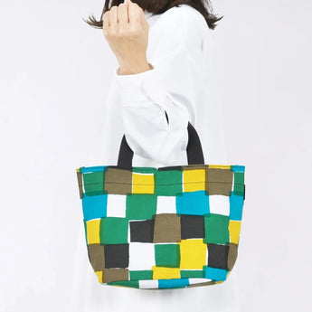 Tote Bag (Horizontal Type) | Ichimatsu | Hand-dyed Raw Fabric Umbrella Cloth 100% Cotton Bag Made in Japan | Kyoto Craftsman Workmanship 【Fuwa Market Original 】 Fuwa Market